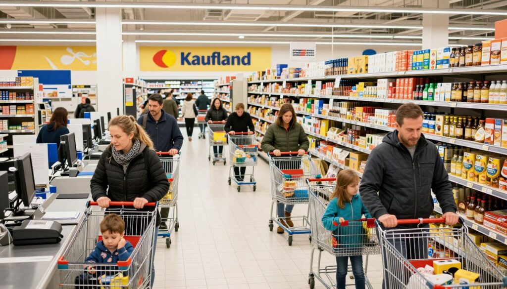 Busy Kaufland store during Saturday shopping hours