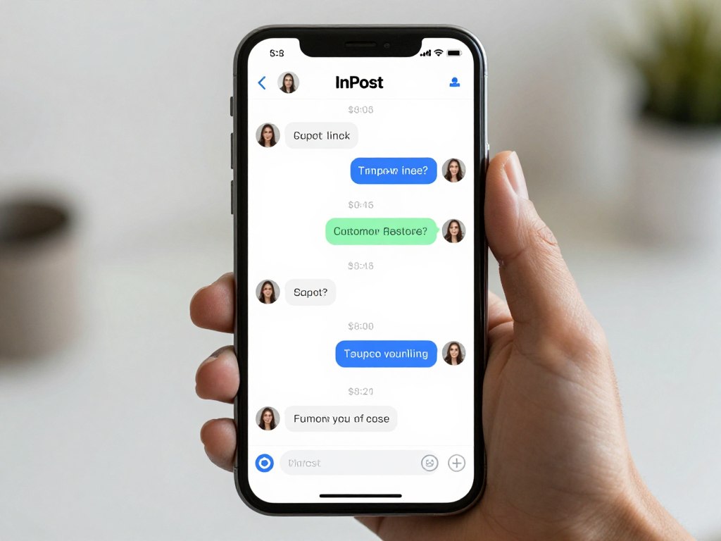Interfejs czatu online InPost na ekranie smartfona