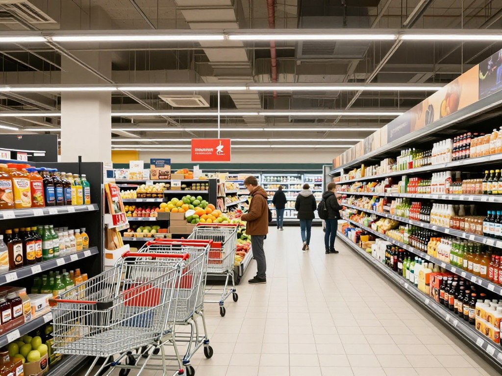 Kaufland store interior during morning opening hours