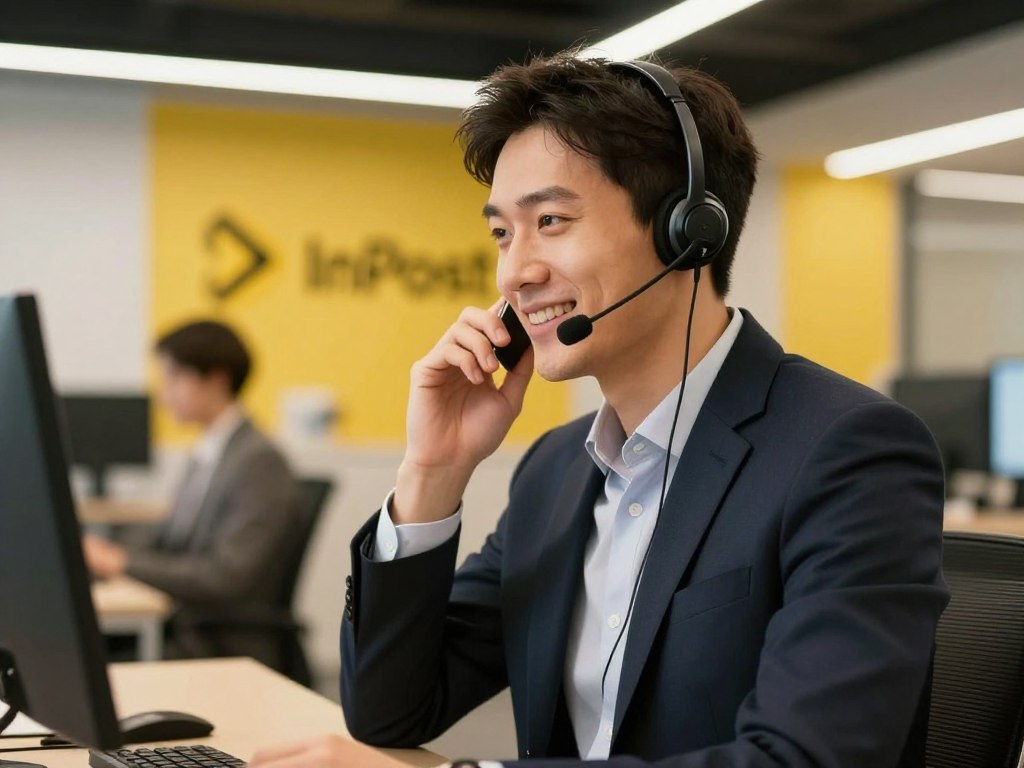 Konsultant InPost pomagający klientowi przez telefon