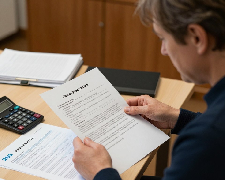 Osoba analizująca dokumenty emerytalne i staż pracy przy niepełnym wymiarze