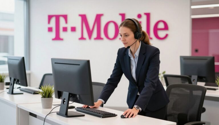 T-Mobile kontakt - biuro obsługi klienta z konsultantem pomagającym klientowi