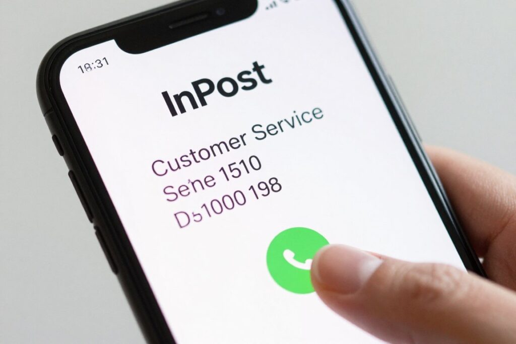 Telefon z wyświetlonym numerem infolinii InPost